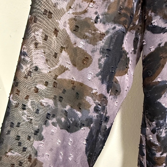 Coldwater Creek Sheer Floral Button Front Blouse Long Sleeve Women’s MP 10-12 - Picture 4 of 9